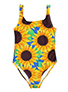 Women's Tank Style Suit - Sunflower Print